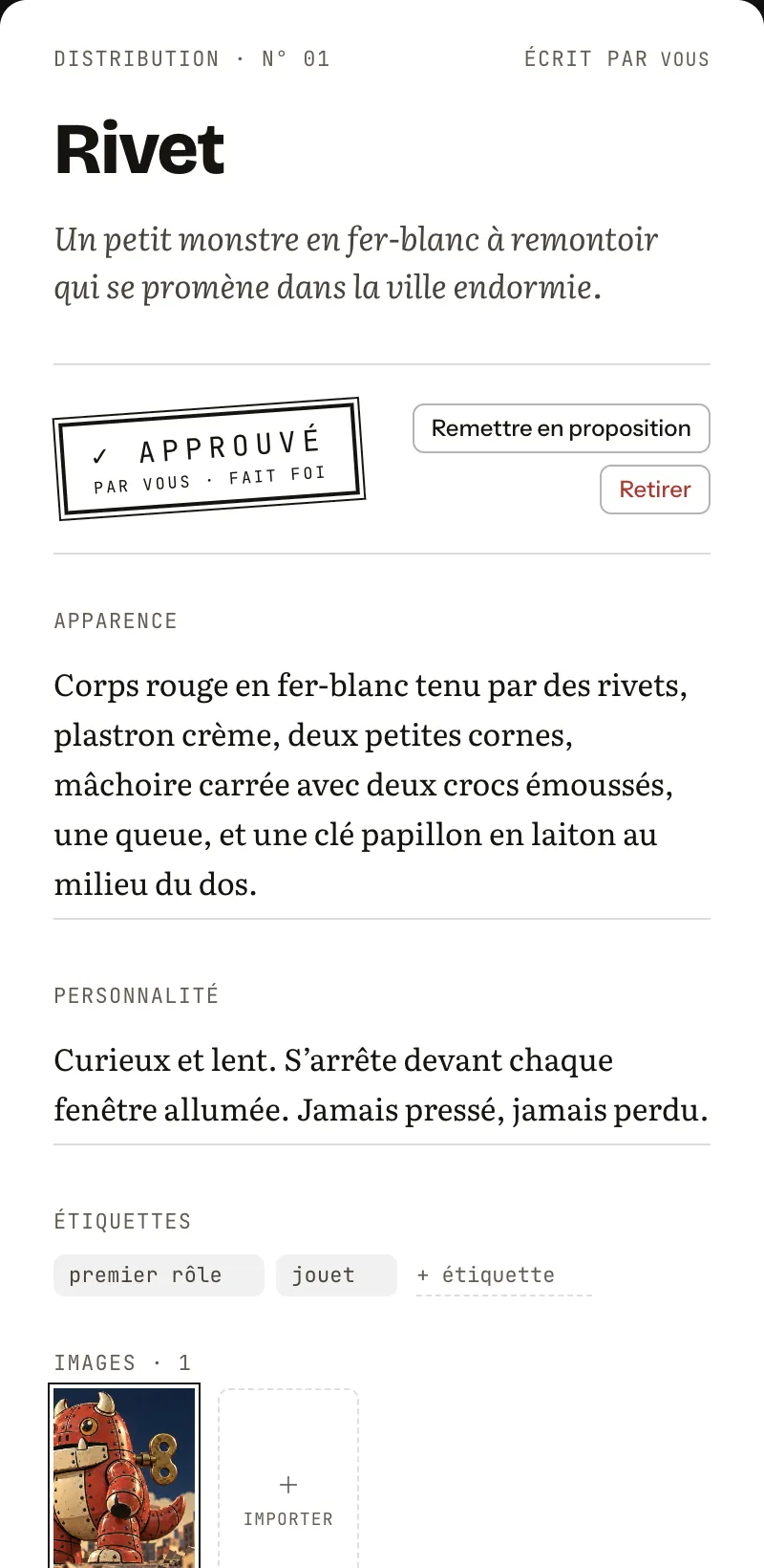 La fiche de Rivet : approuvée par vous, qui fait foi